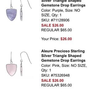 Sterling Silver Triangle Gemstone Drop Earrings - Purple